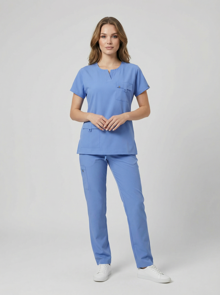 SİENA-Alaskan Blue Likralı Slit Yaka Bayan Takımı