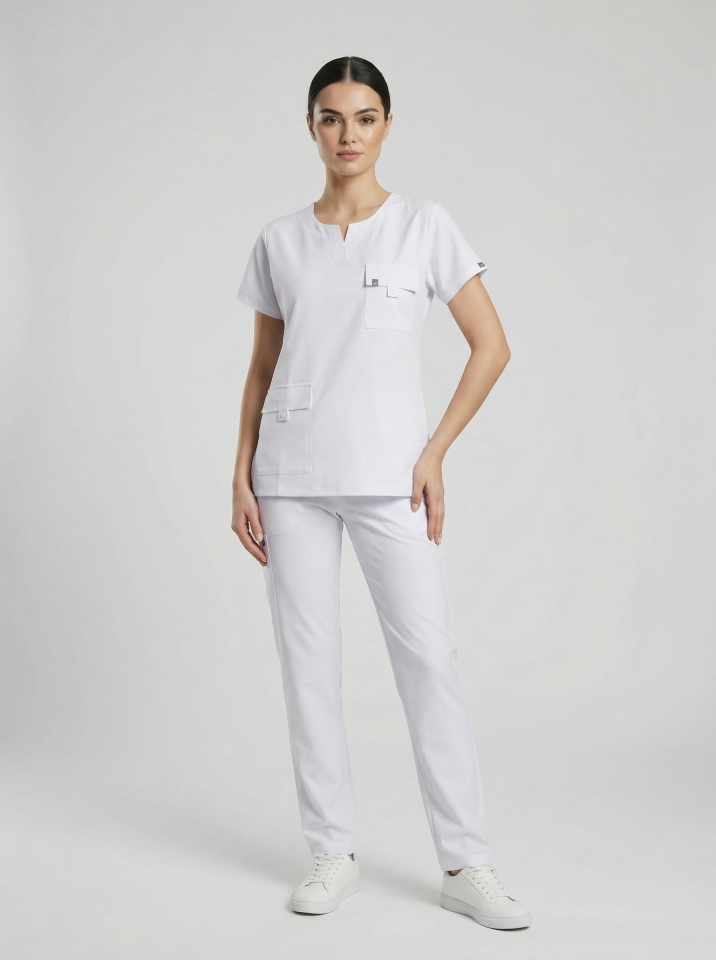 SİENA-Beyaz Likralı Slit Yaka Bayan Takımı