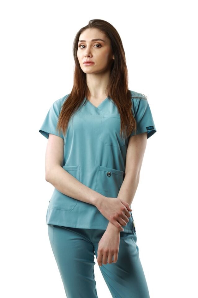 Duman Mavisi Likralı Normal Kol Bayan Takımı