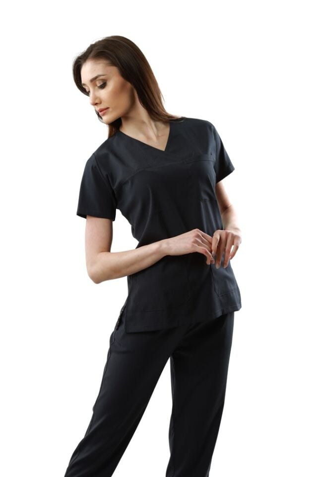 Füme Rengi Likralı Normal Kol Bayan Takımı