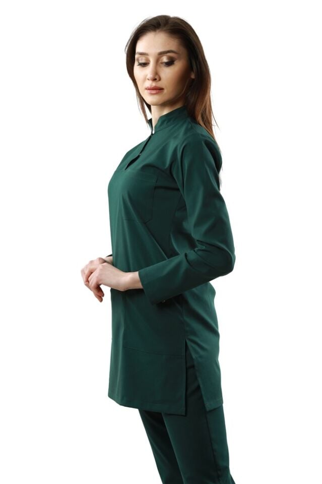 Haki Yeşili Likralı Hamile Tesettür Takımı