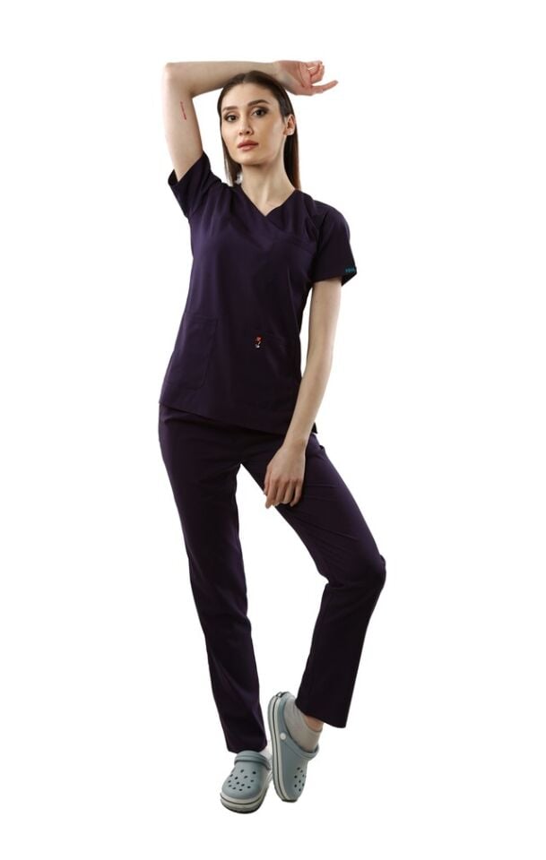 Mor Rengi Likralı Normal Kol Bayan Takımı