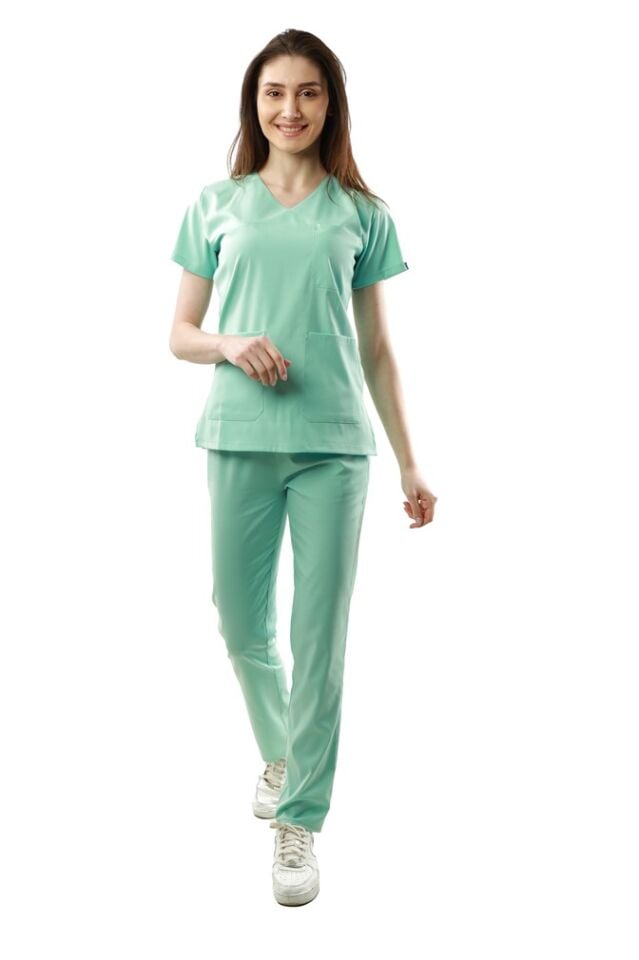 Okyanus Mavisi Rengi Likralı Normal Kol Bayan Takımı