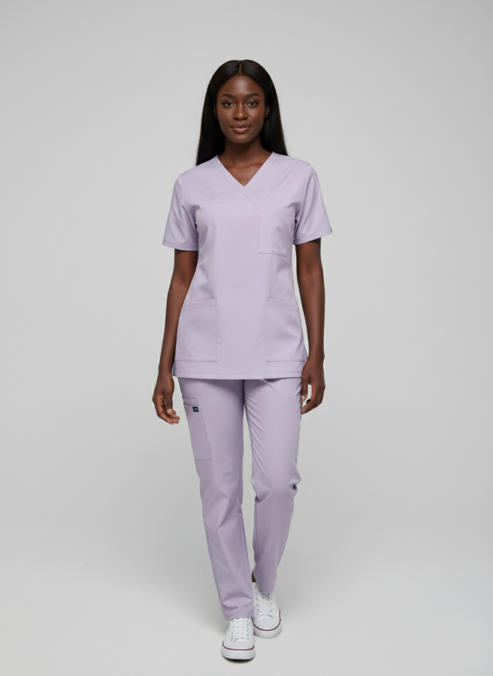 Lila Rengi Likralı Normal Kol Bayan Takımı