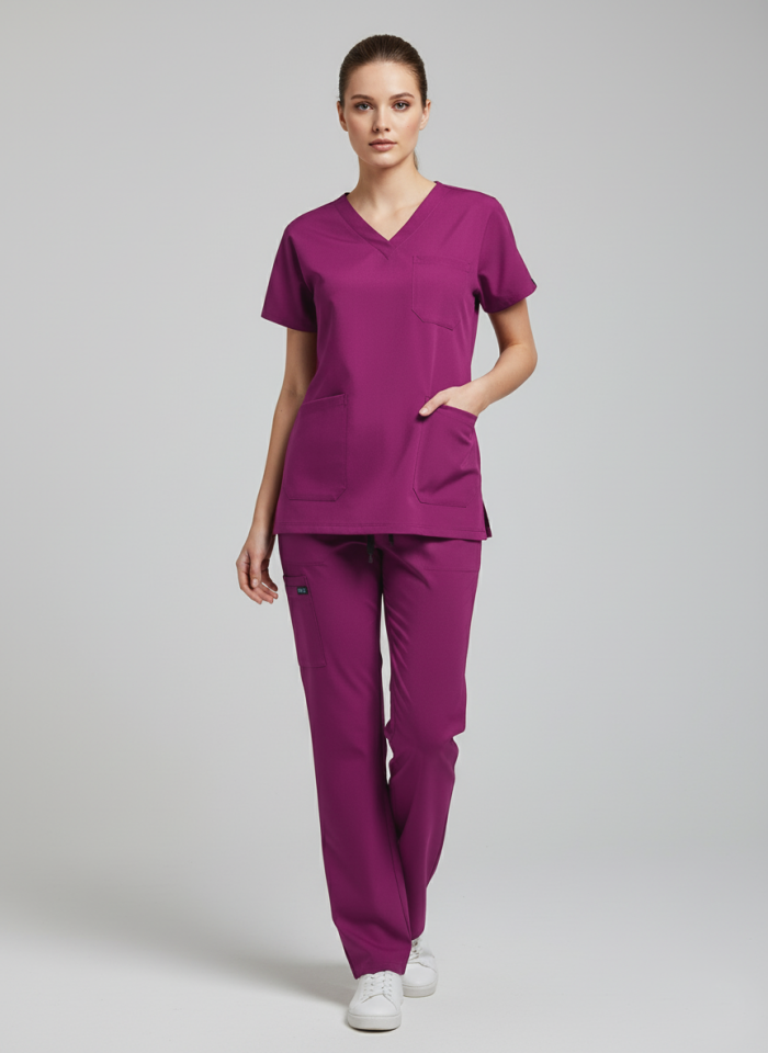 Fuşya Rengi Likralı Yarasa Kol Bayan Takımı