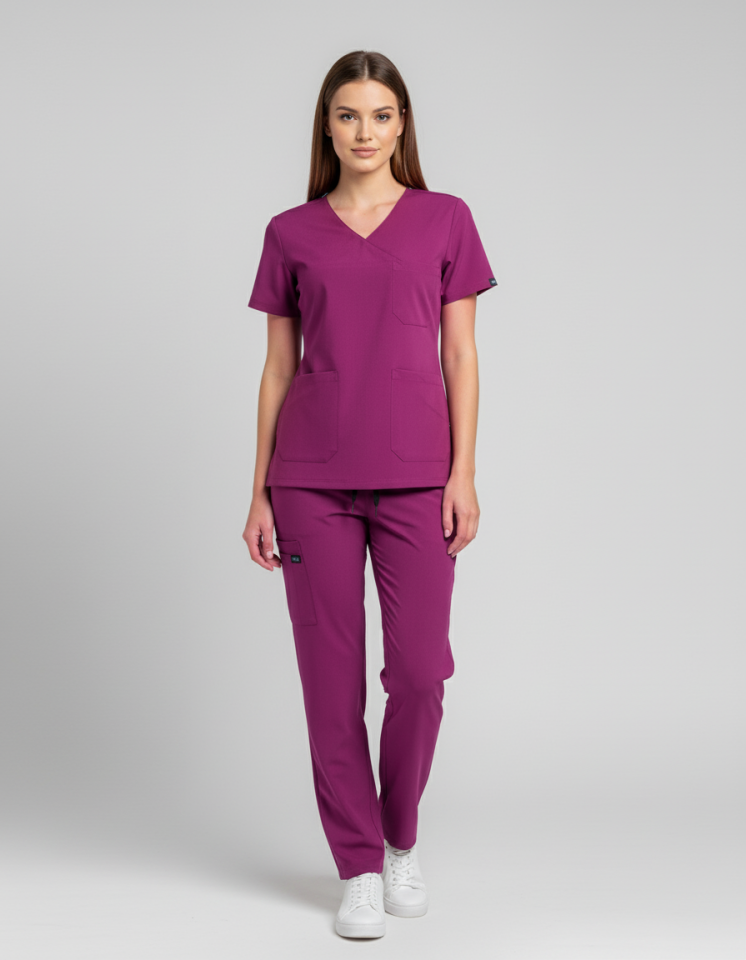 Fuşya Rengi Normal Kol Likralı Bayan Takımı