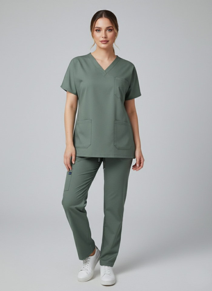 Soft Zeytin Yeşili Likralı Yarasa Kol Bayan Takımı