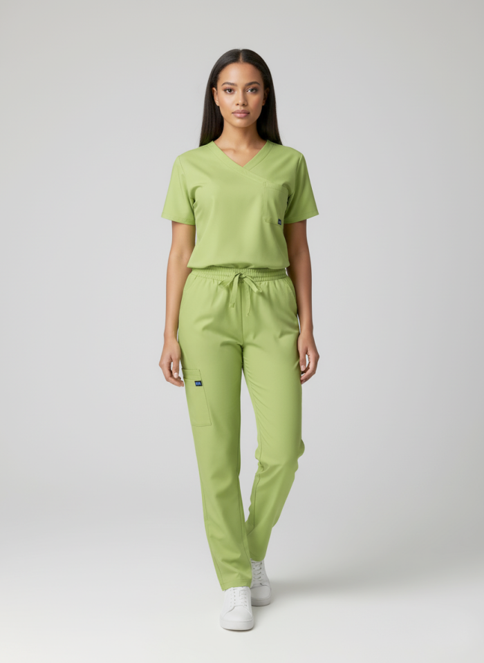 Yağ Yeşili Likralı Normal Kol Bayan Takımı