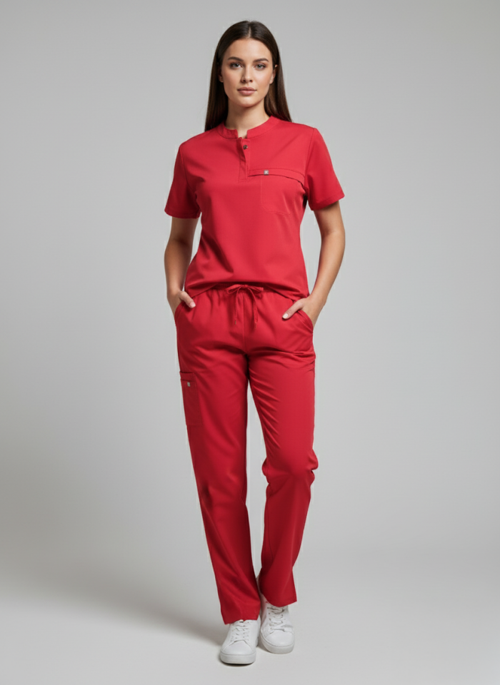 NOVA-Kırmızı Likralı Hakim Yaka Bayan Takımı