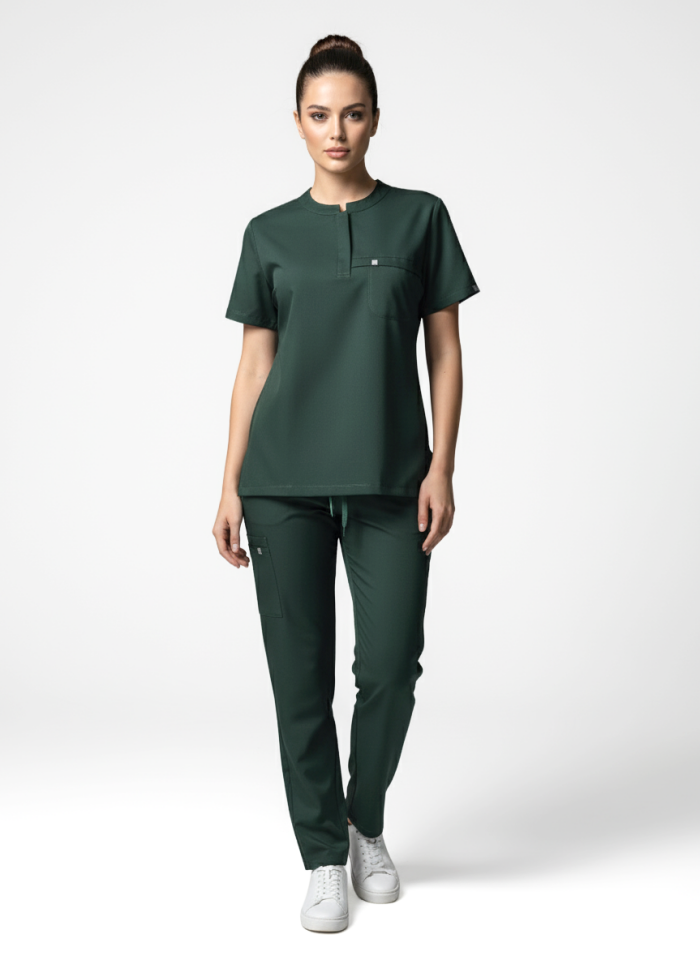 NOVA-Zümrüt Yeşili Likralı Hakim Yaka Bayan Takımı