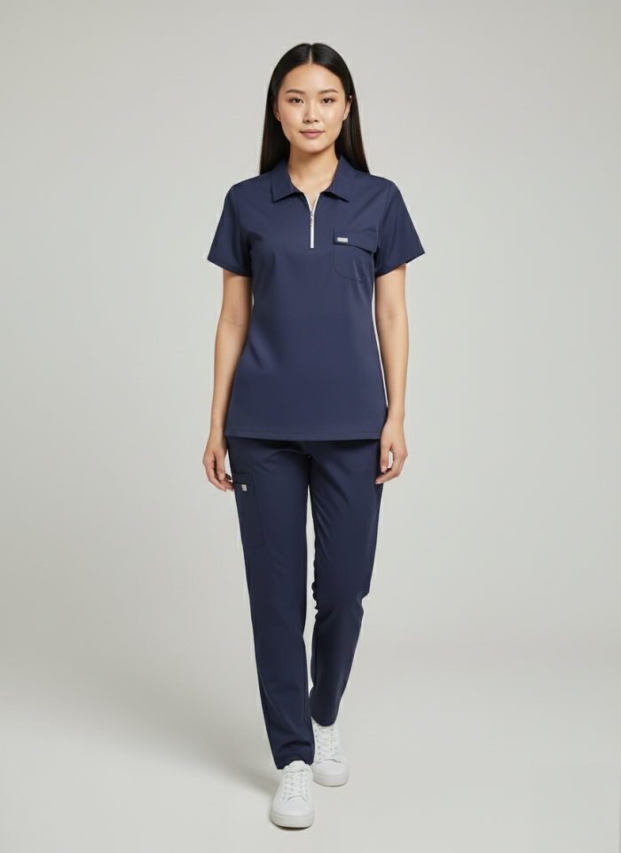 NERO-Lacivert Likralı Polo Yaka Bayan Takımı