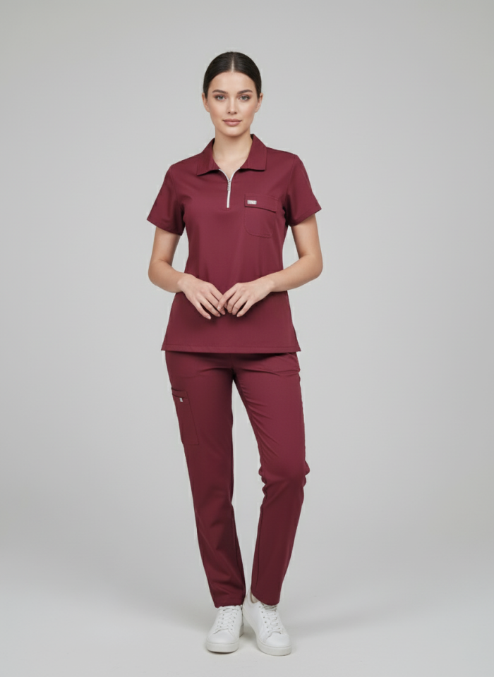 NERO-Bordo Lİkralı Polo Yaka Bayan Takımı