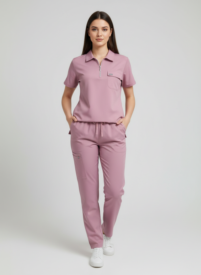 NERO-Pudra Pembesi Likralı Polo Yaka Bayan Takımı