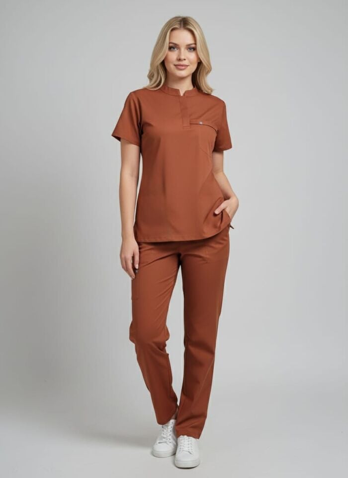 NOVA-Tarçın Rengi Likralı Hakim Yaka Bayan Takımı