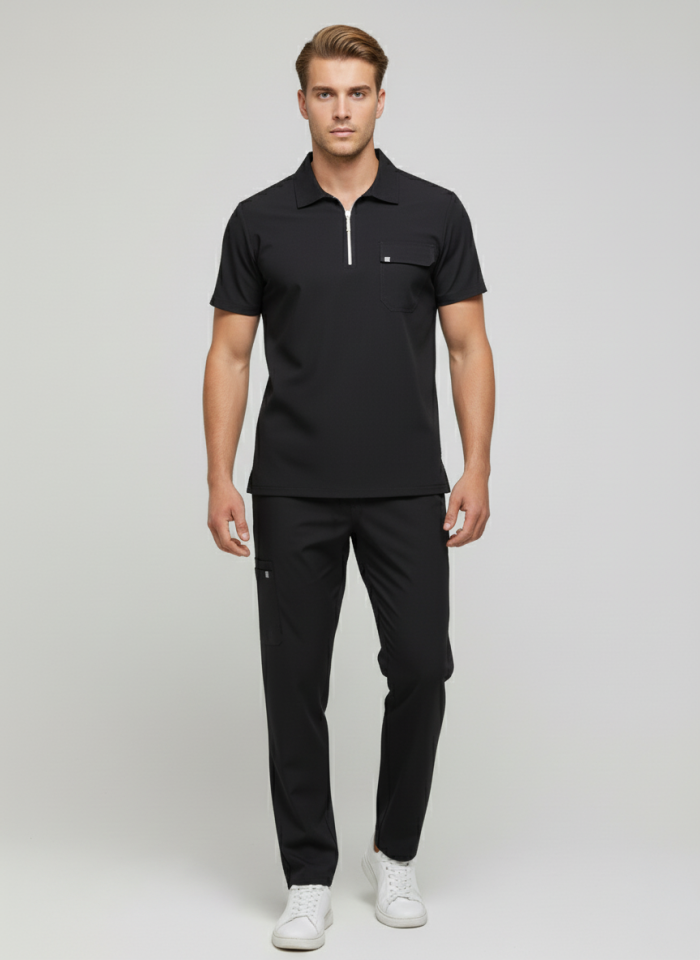 NERO-Siyah Likralı Polo Yaka Erkek Takımı