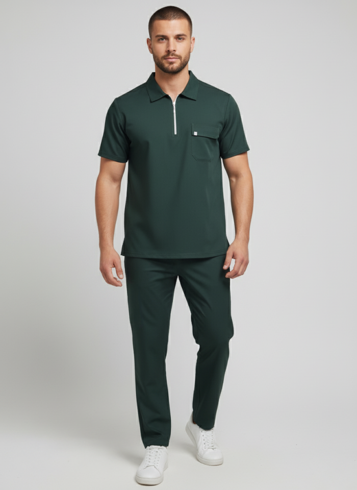 NERO-Zümrüt Yeşili Likralı Polo Yaka Erkek Takımı