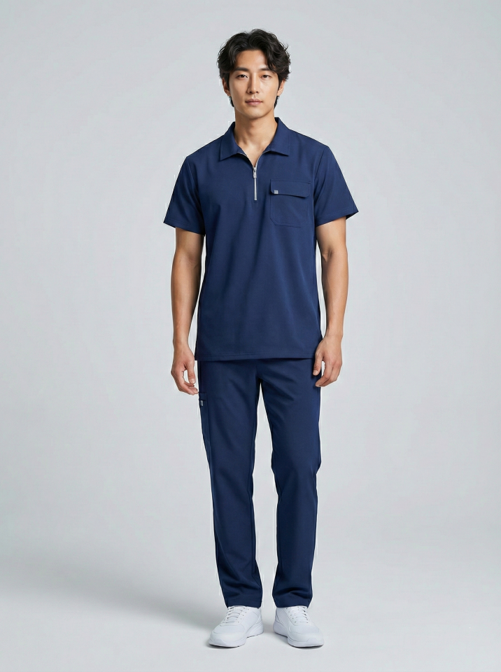 NERO-Gece Mavisi Likralı Polo Yaka Erkek Takımı