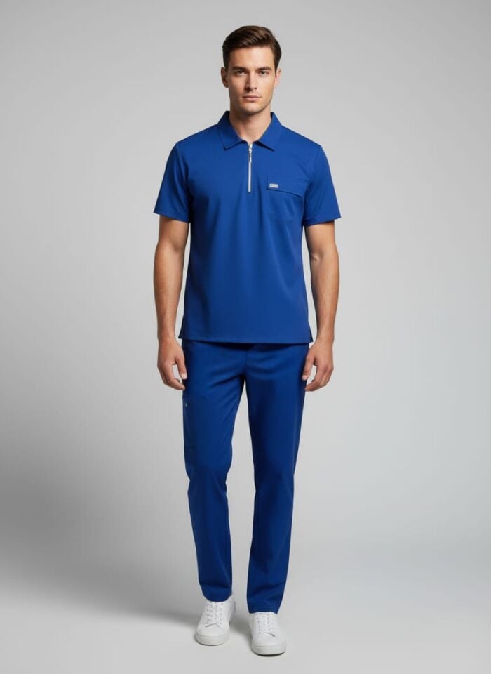 NERO-Safir Mavisi Likralı Polo Yaka Erkek Takımı