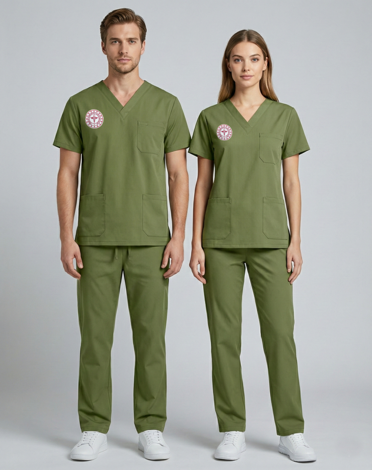 Eczacı Forması Scrubs Likralı Takım Sağlık Bakanlığı Uyumlu-Grasshopper