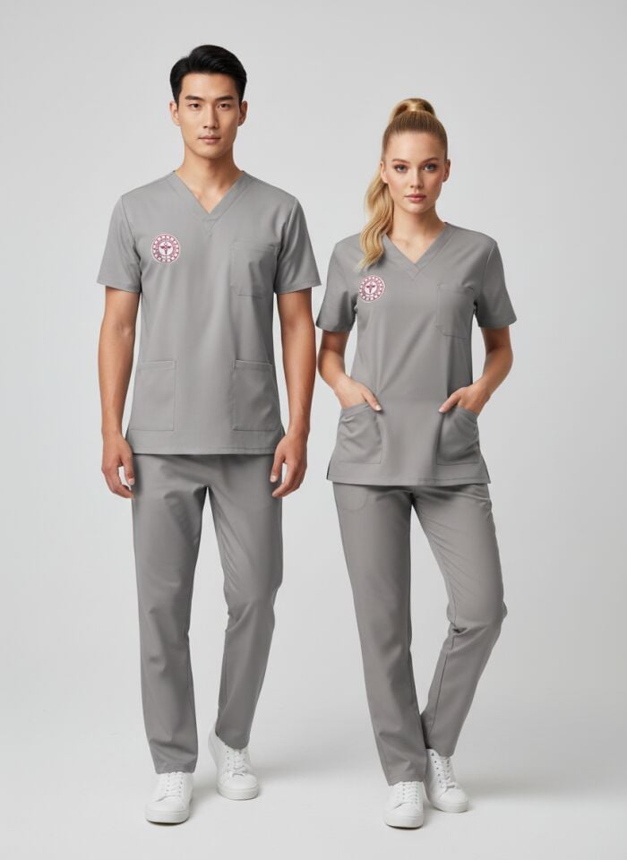 Teknik Hizmetler Forması Scrubs Likralı Takım Sağlık Bakanlığı Uyumlu-Neutral Gray