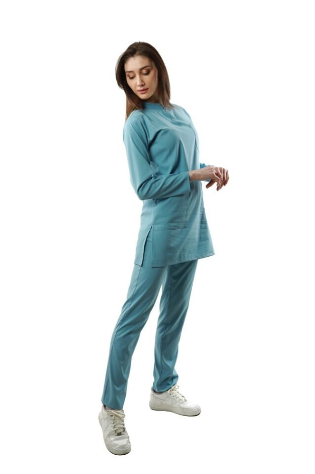 Duman Mavisi Likralı Bayan Tesettür Takımı