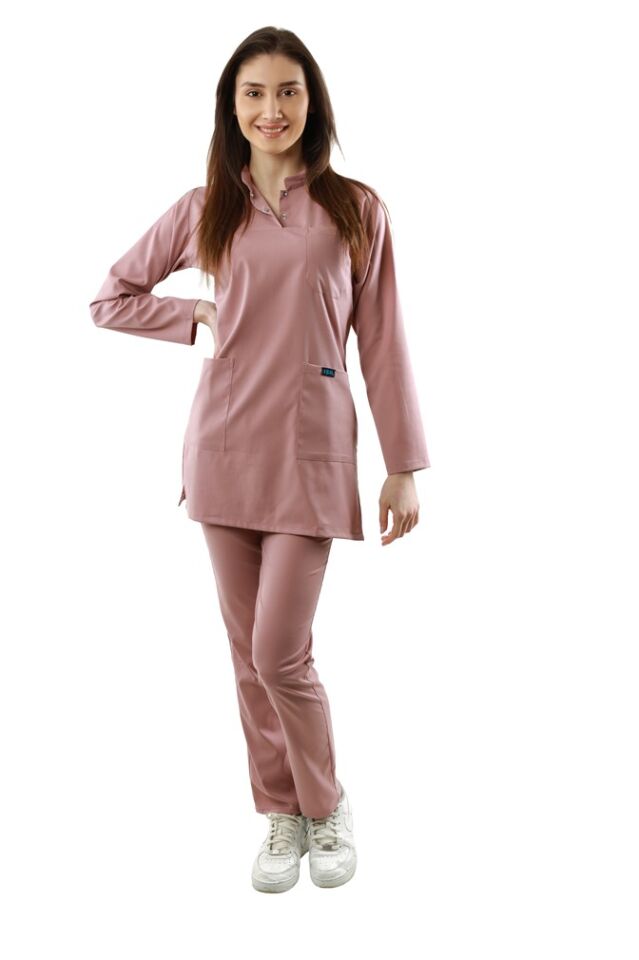 Pudra Pembesi Likralı Bayan Tesettür Takımı