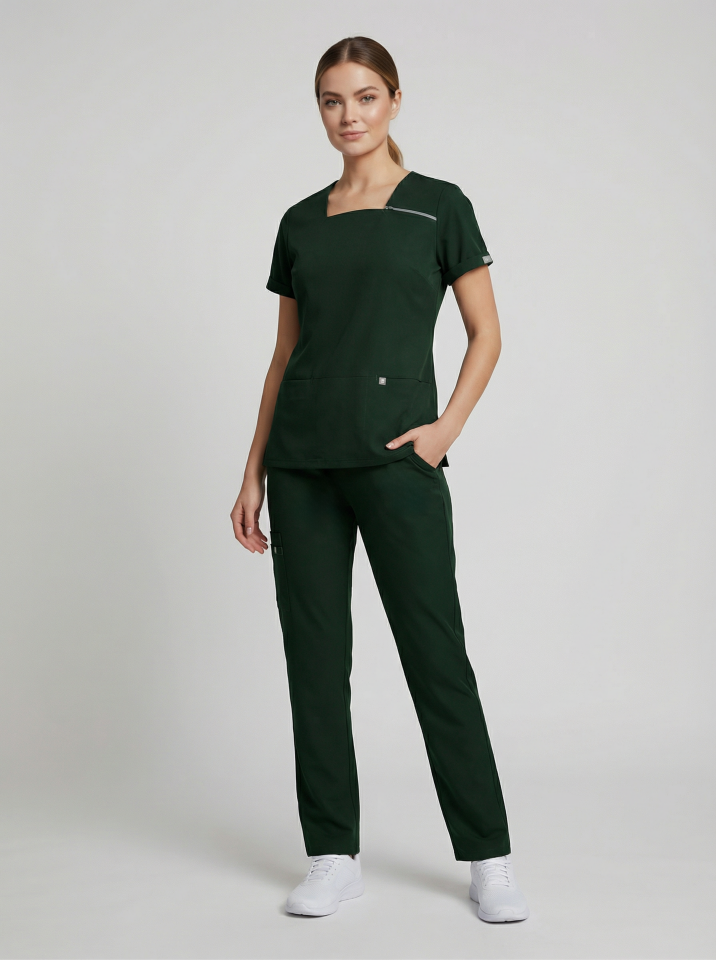 VENA-Zümrüt Yeşili Likralı Yandan Fermuarlı Bayan Takımı