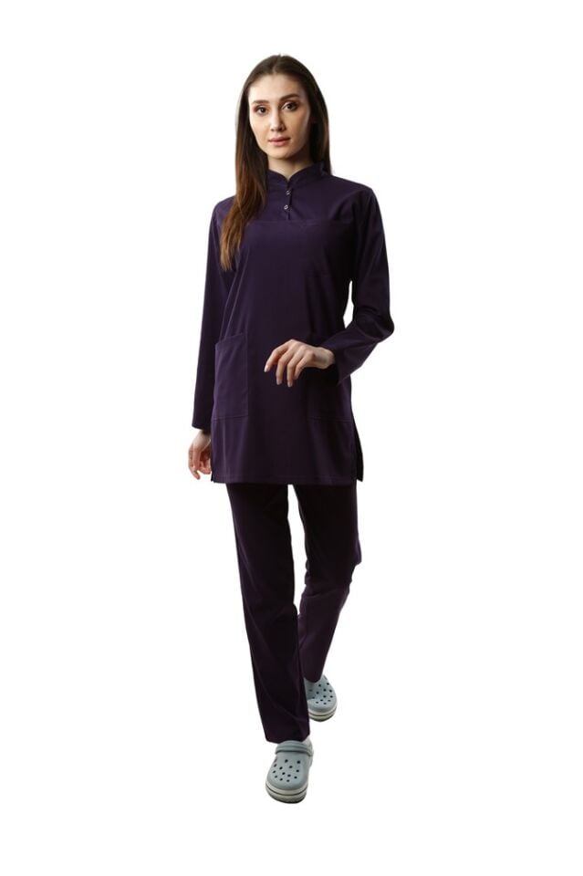 Mor Rengi Bayan 105 cm Tesettür Takımı