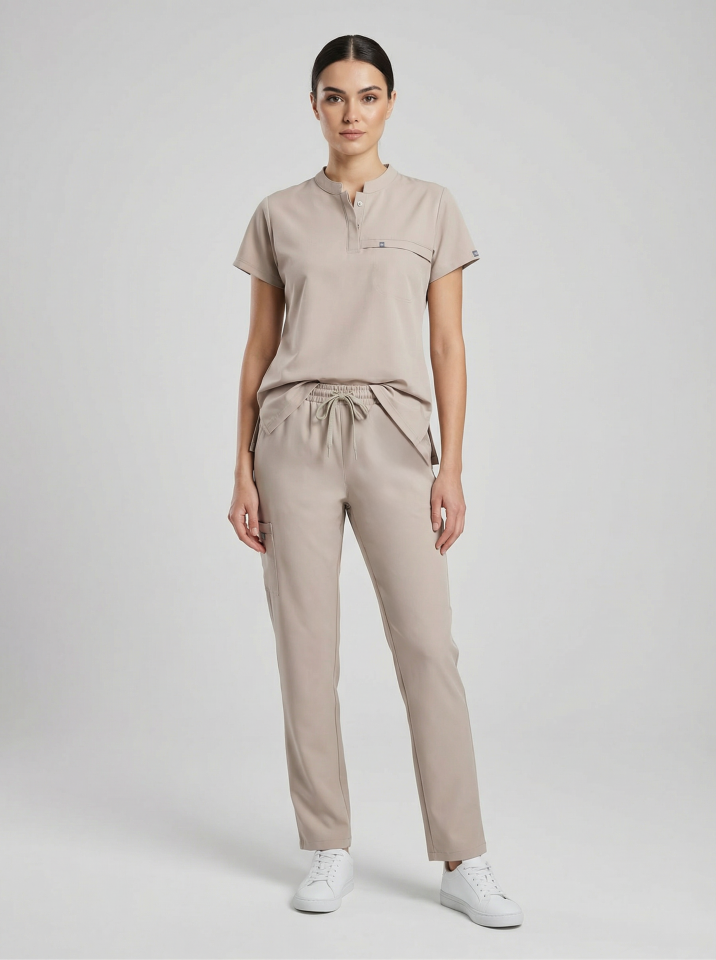 NOVA-Bej Rengi Likralı Hakim Yaka Bayan Takımı