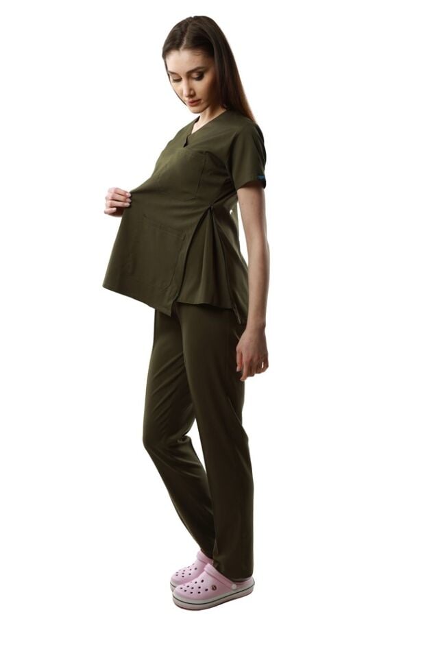 Hint Yeşili Kısa Kollu Likralı Hamile Takımı