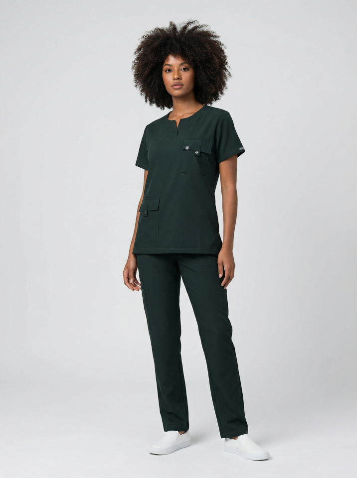 SİENA-Zümrüt Yeşili Likralı Slit Yaka Bayan Takımı